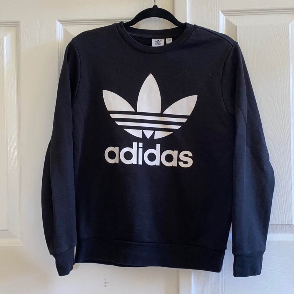 NWOT UO Black Adidas Logo Crewneck Sweater